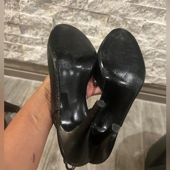 Style & Co size 9 1/2 black dressy sling back peep toe heels - Picture 6 of 7